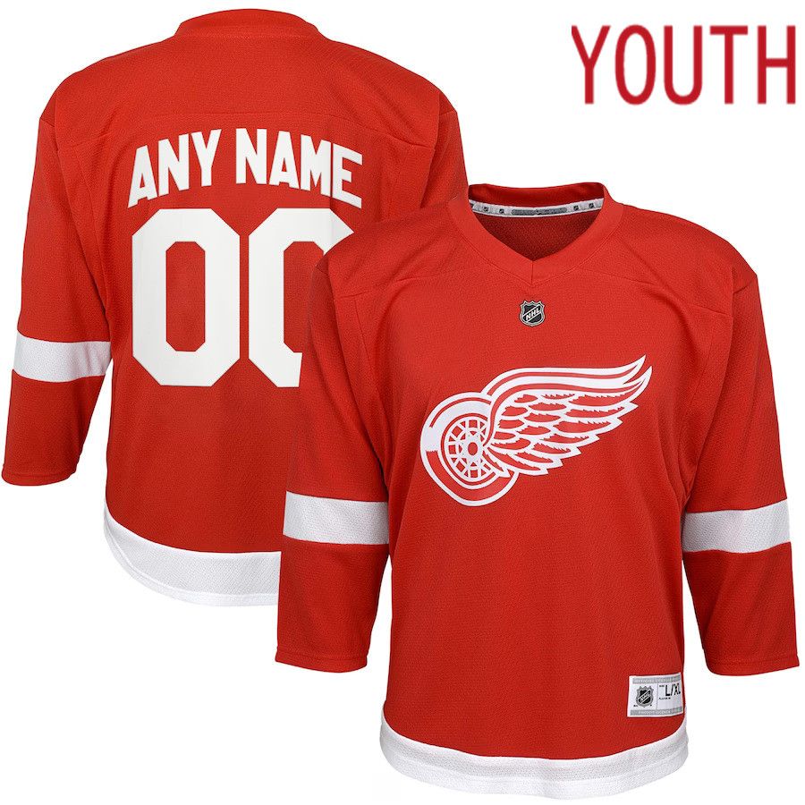 Youth Detroit Red Wings Red Home Replica Custom NHL Jersey-0